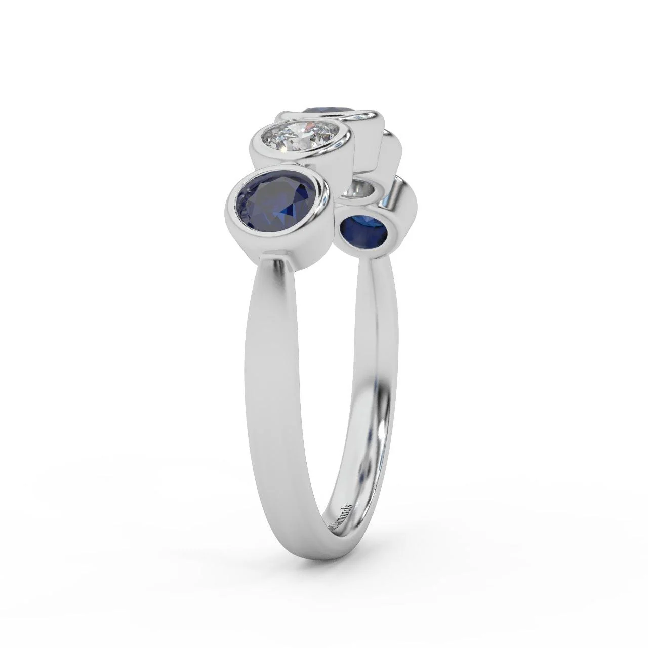 1.00 Ct Sapphire & Diamond Anniversary Ring in 950 Platinum & Gold - Image 6