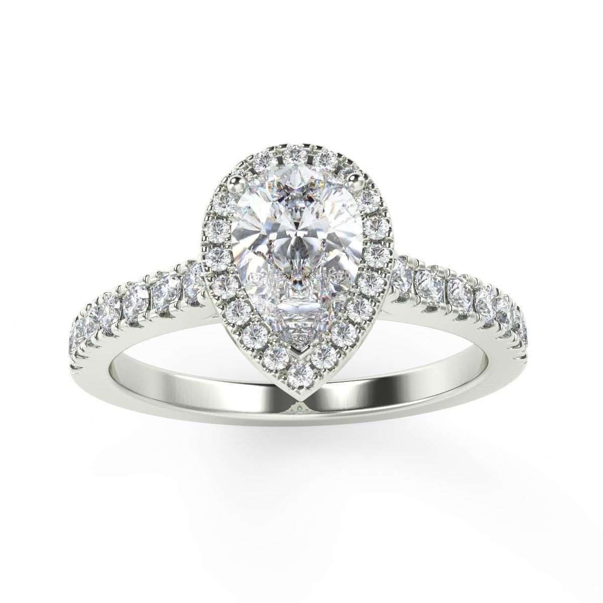 1.00Carat Pear Diamond Halo Ring in Hallmarked White Gold - Image 3
