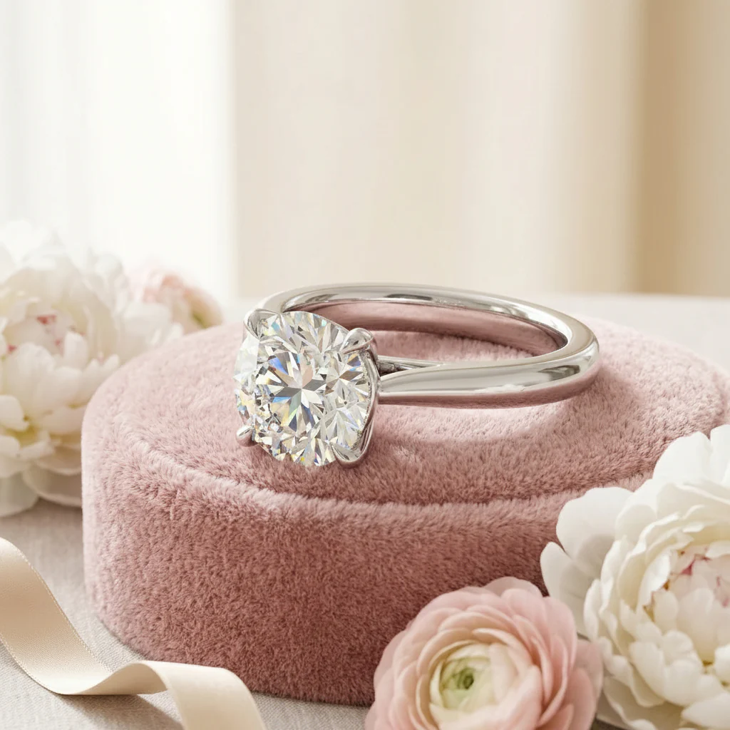 1.00CT D/VS Classic Round Diamond Solitaire Engagement Ring - Image 5