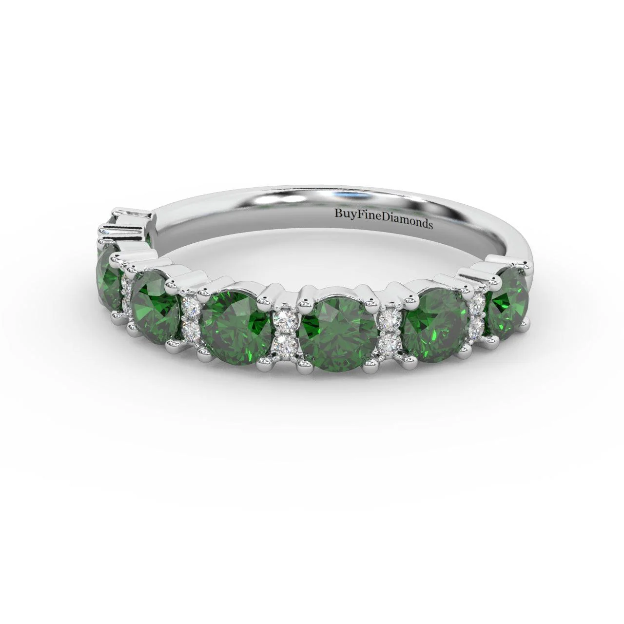 1.10Ct Green Emerald & Diamond Anniversary Ring in 950 Platinum & Gold - Image 2