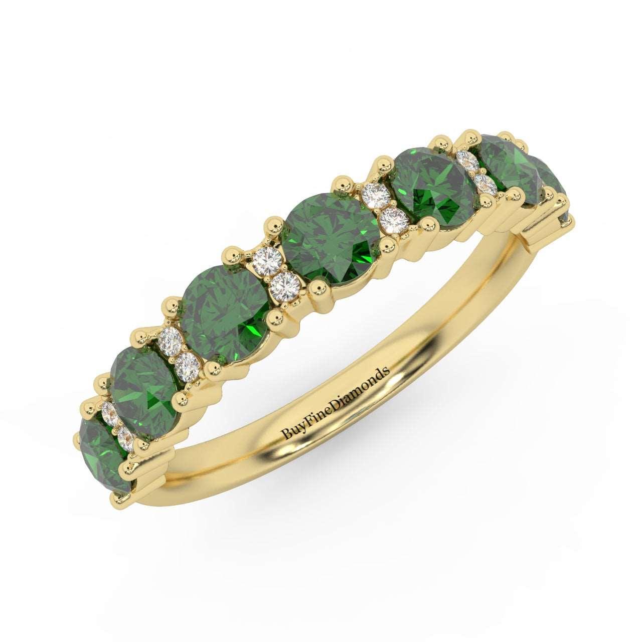 1.10Ct Green Emerald & Diamond Anniversary Ring in 950 Platinum & Gold - Image 3