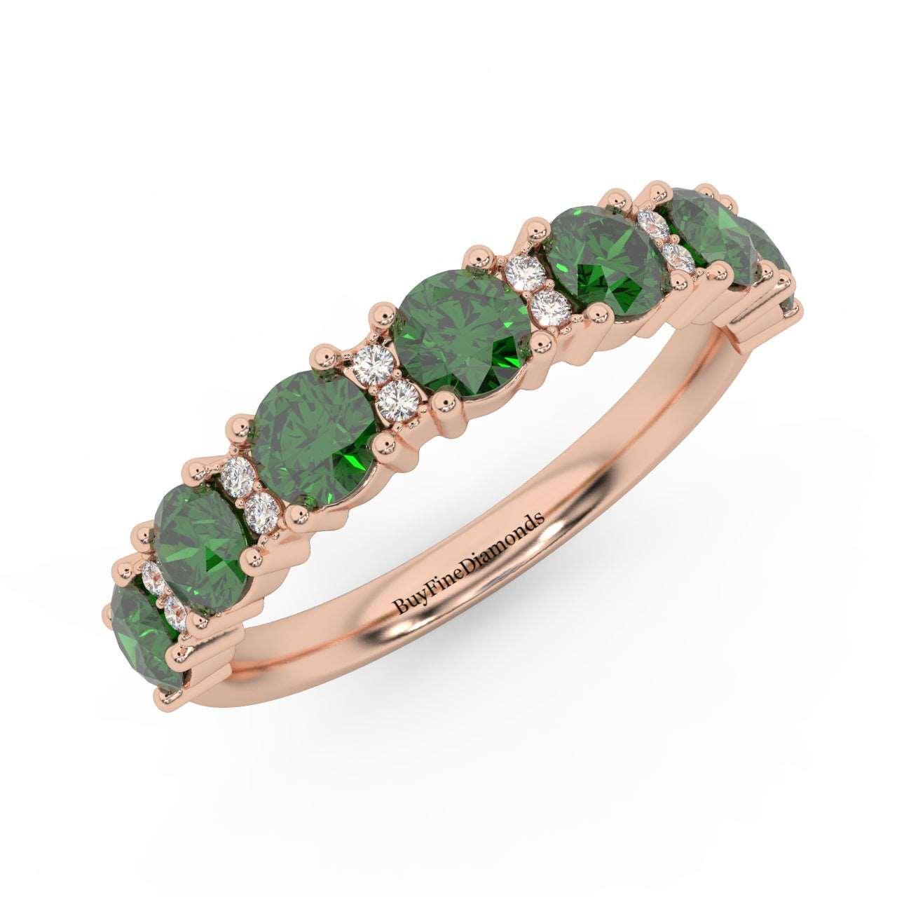 1.10Ct Green Emerald & Diamond Anniversary Ring in 950 Platinum & Gold - Image 4