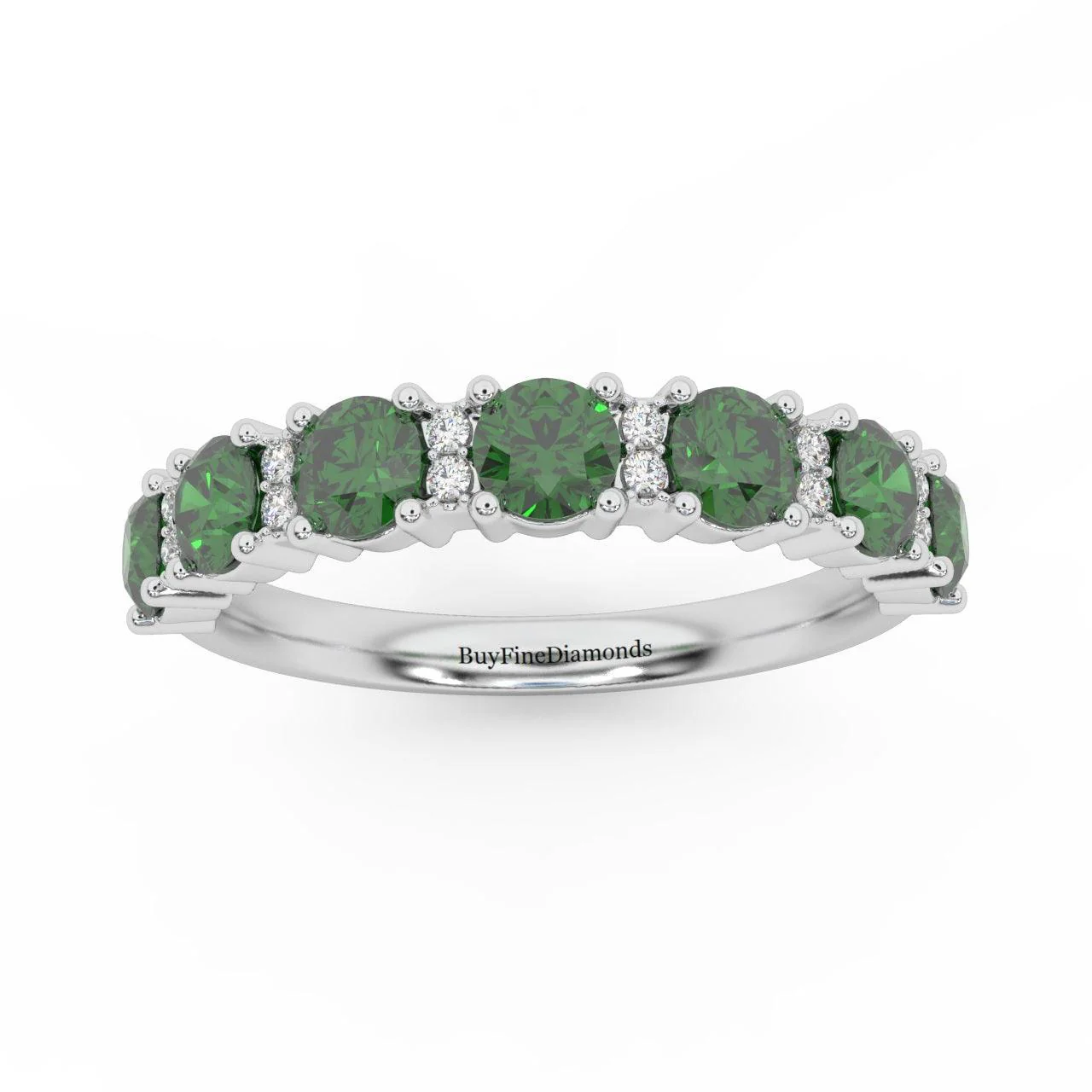 1.10Ct Green Emerald & Diamond Anniversary Ring in 950 Platinum & Gold - Image 5