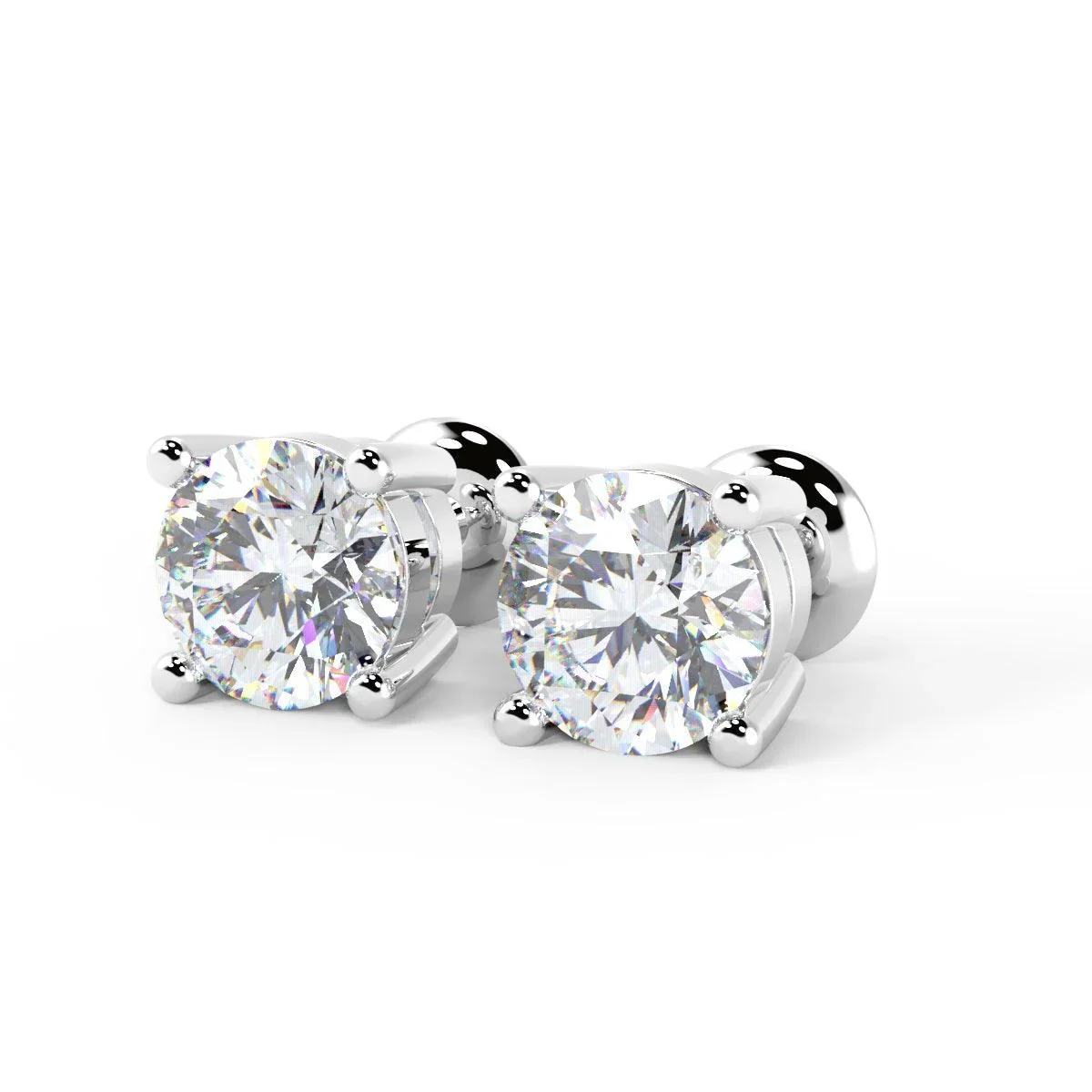 1.10Ct Round Diamond Stud Earrings in Hallmarked Platinum / 18k White Gold - Image 3