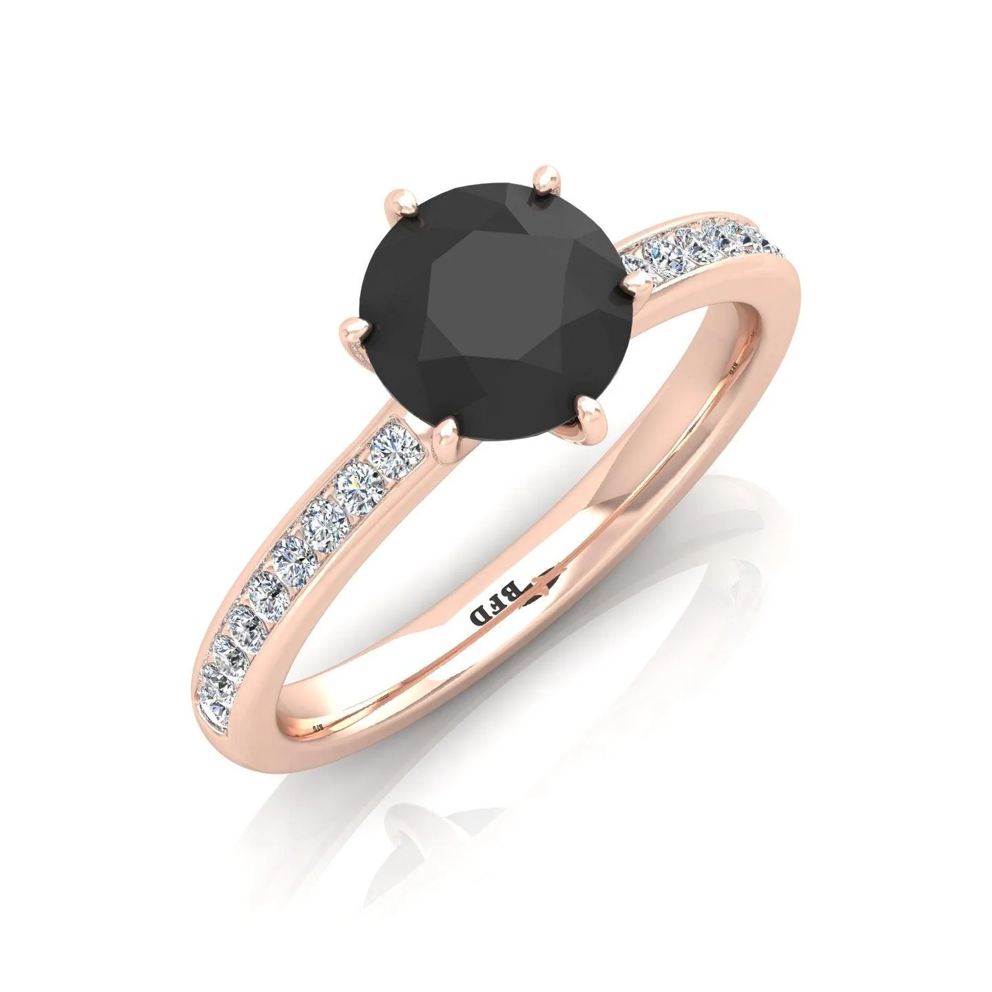 1.25 Carat Black Diamond & White Twisted Six Claw Diamond Engagement Ring - Image 3