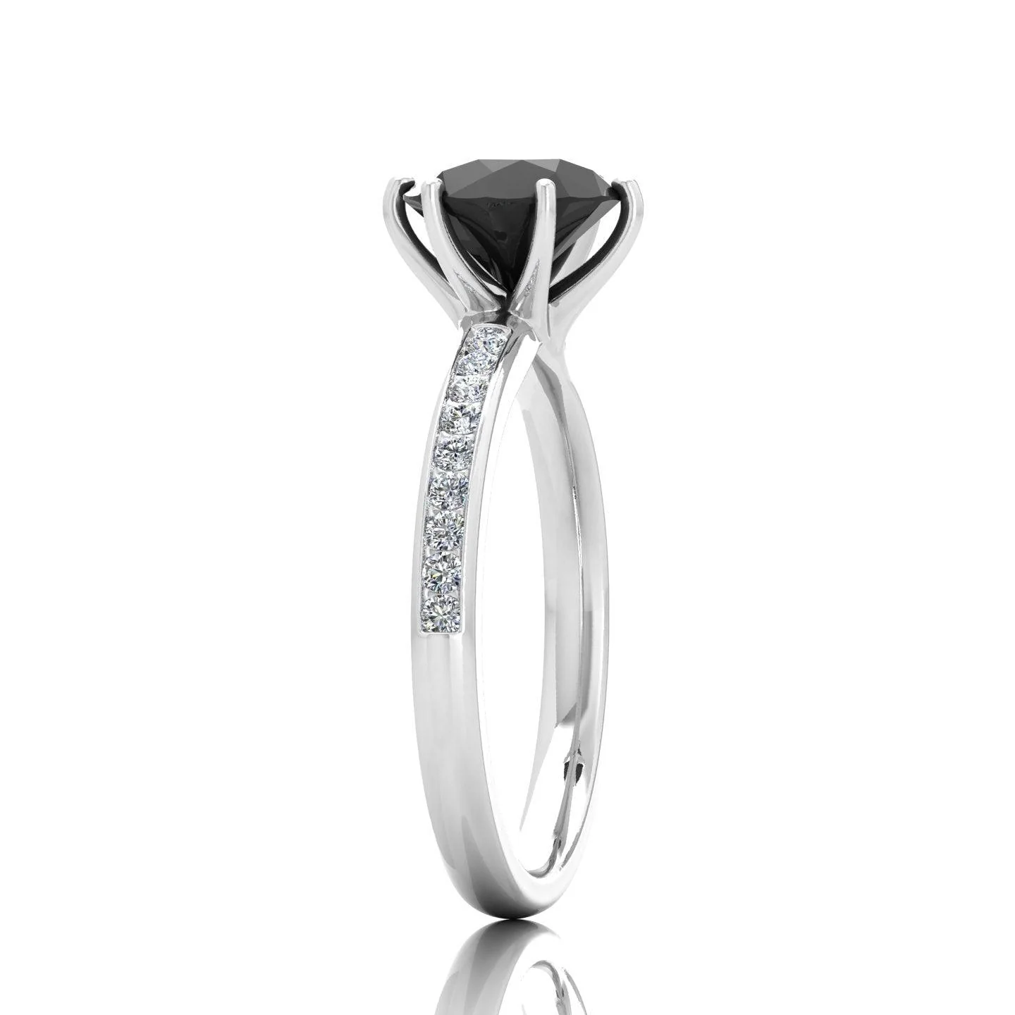 1.25 Carat Black Diamond & White Twisted Six Claw Diamond Engagement Ring - Image 5