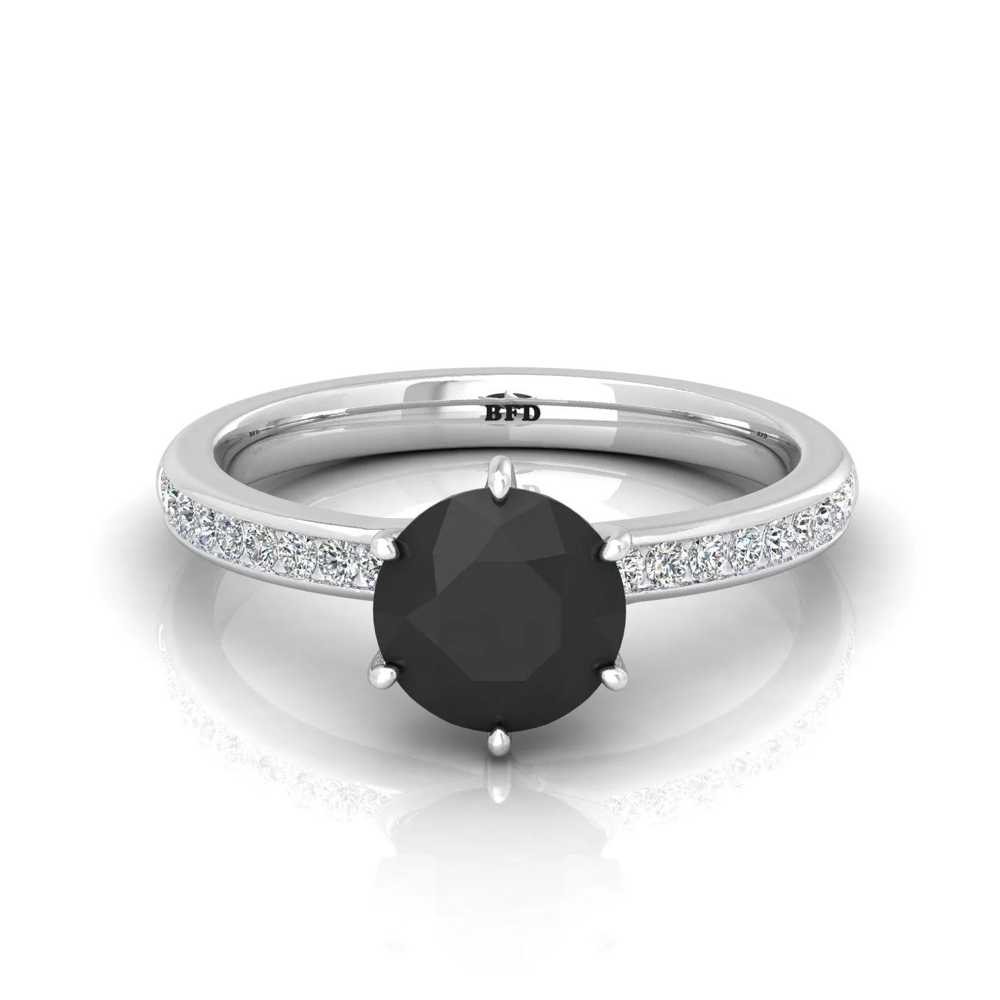 1.25 Carat Black Diamond & White Twisted Six Claw Diamond Engagement Ring - Image 6