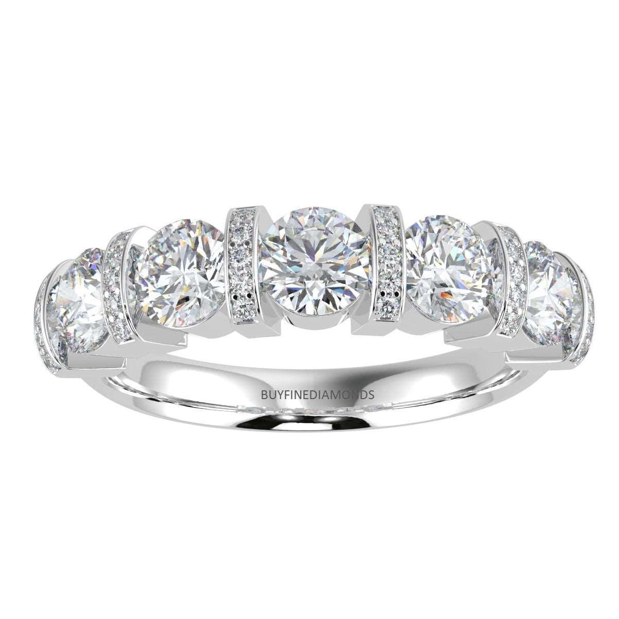 1.25 Ct F/VS Round Diamond Designer Eternity Ring in Platinum / 18K Gold - Image 3