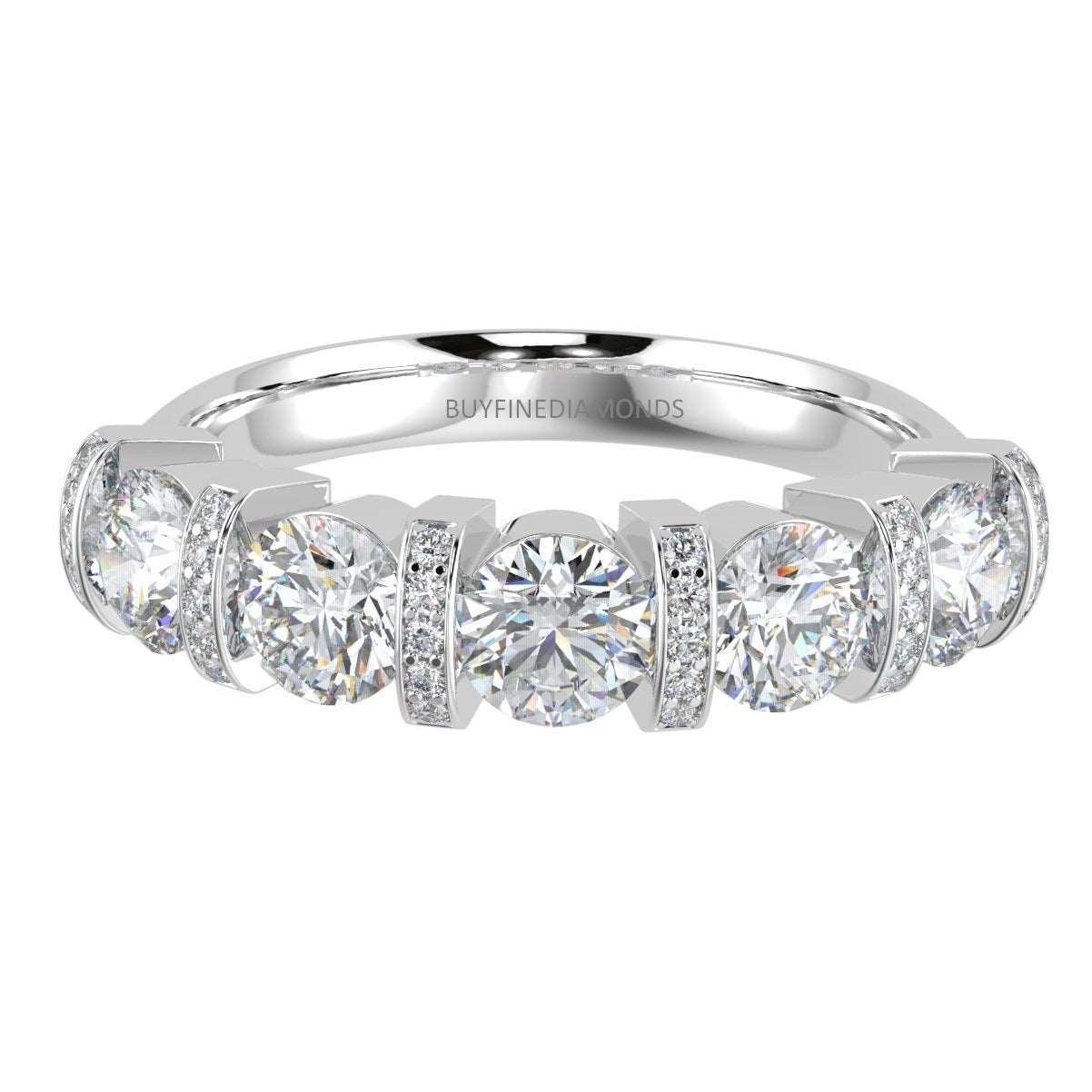 1.25 Ct F/VS Round Diamond Designer Eternity Ring in Platinum / 18K Gold - Image 4