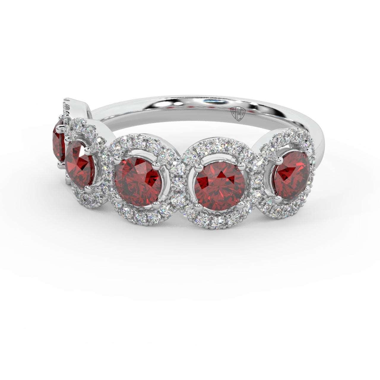 1.25 Ct Ruby and Diamond Halo Women's Ring in 950 Platinum & Gold - Image 2