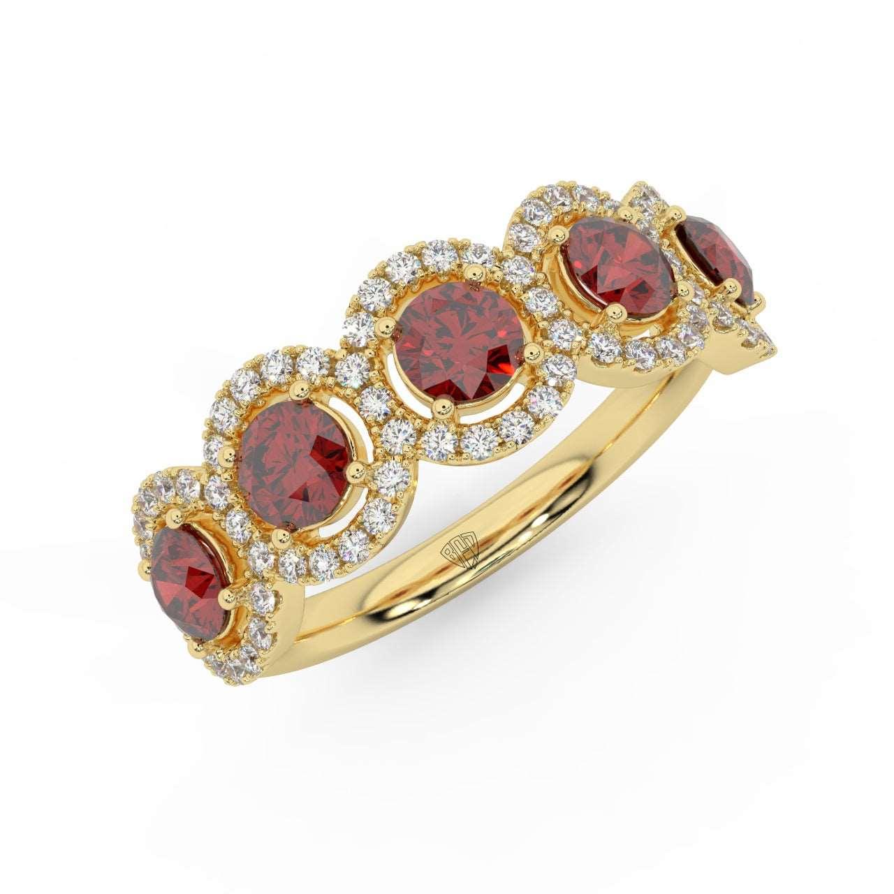 1.25 Ct Ruby and Diamond Halo Women's Ring in 950 Platinum & Gold - Image 3