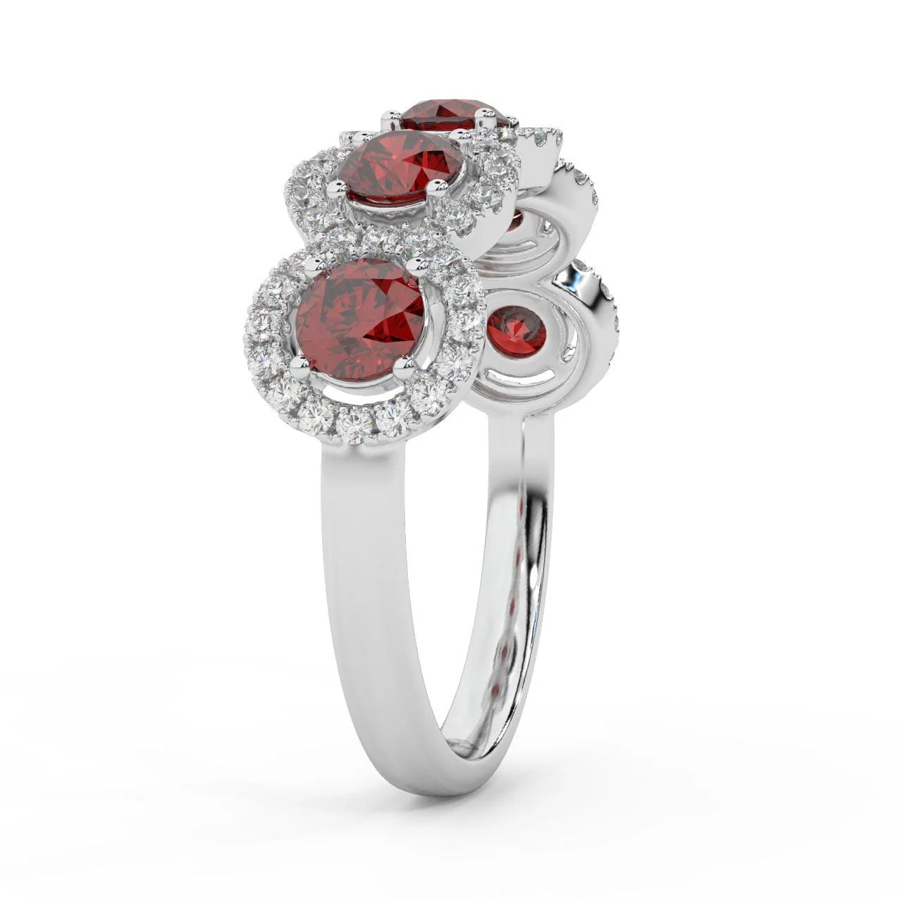1.25 Ct Ruby and Diamond Halo Women's Ring in 950 Platinum & Gold - Image 6