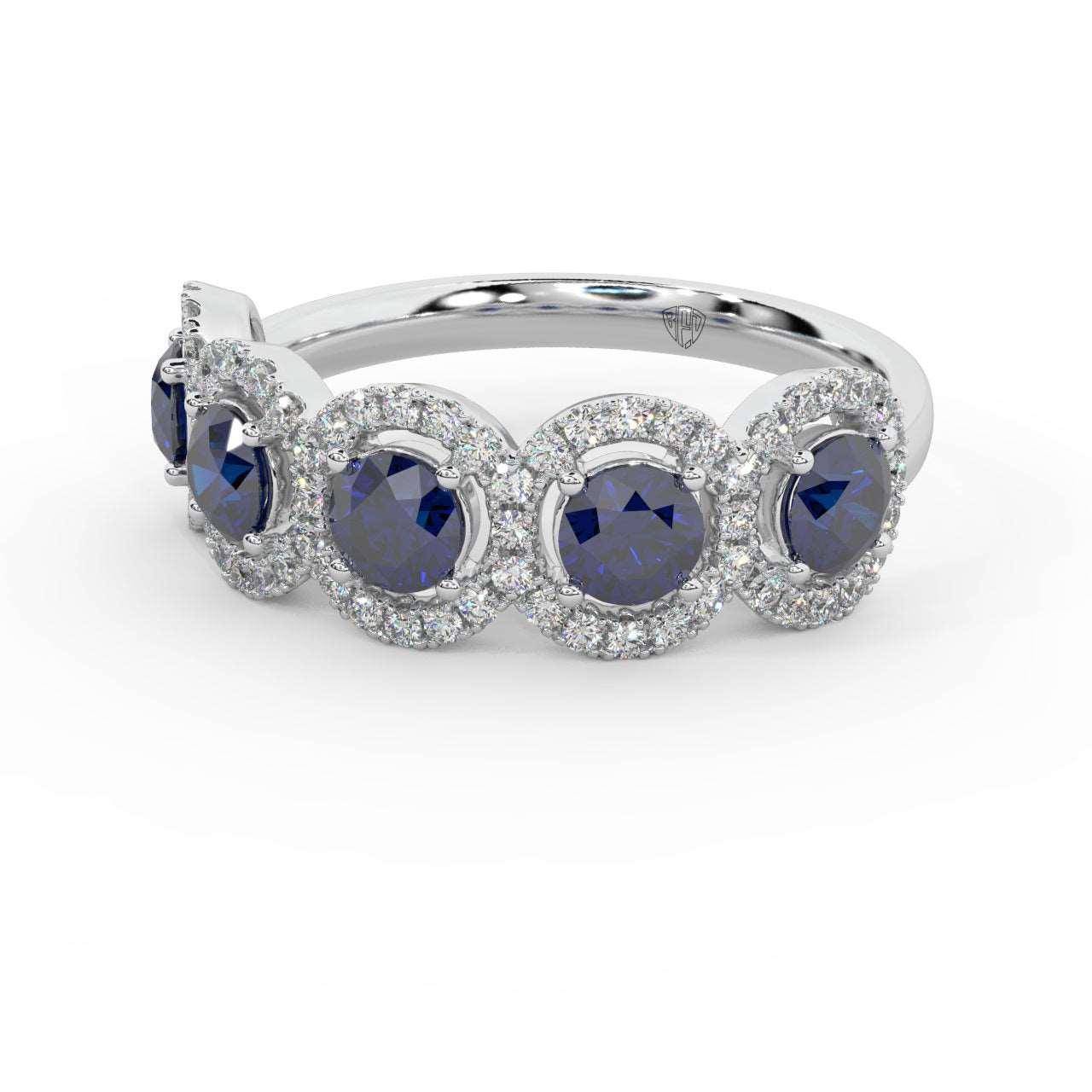 1.25 Ct Sapphire and Diamond Halo Women's Ring in 950 Platinum & Gold - Image 2