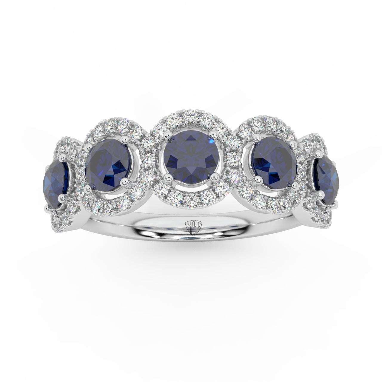 1.25 Ct Sapphire and Diamond Halo Women's Ring in 950 Platinum & Gold - Image 5