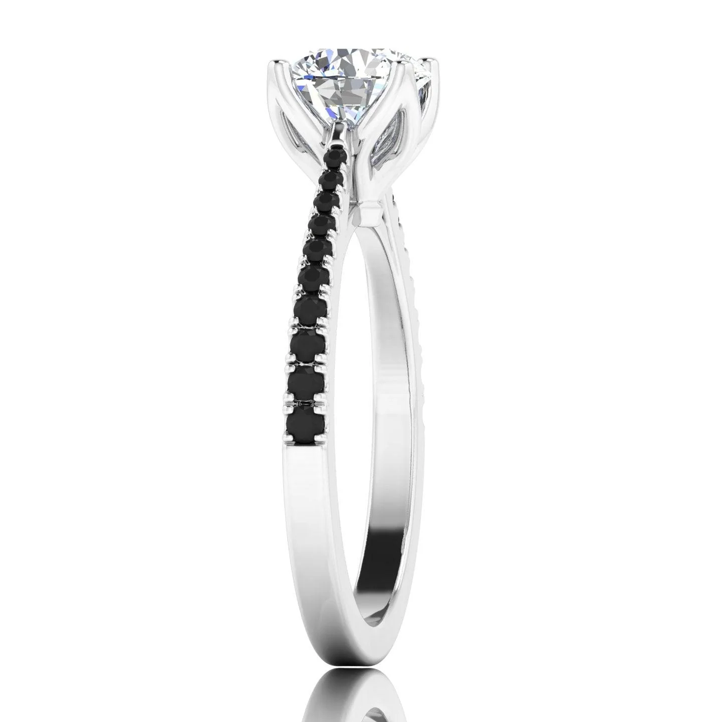 1.00 Carat Lab Grown Solitaire With 0.30 Carat Side Black Diamond Engagement Ring For Her - Image 6