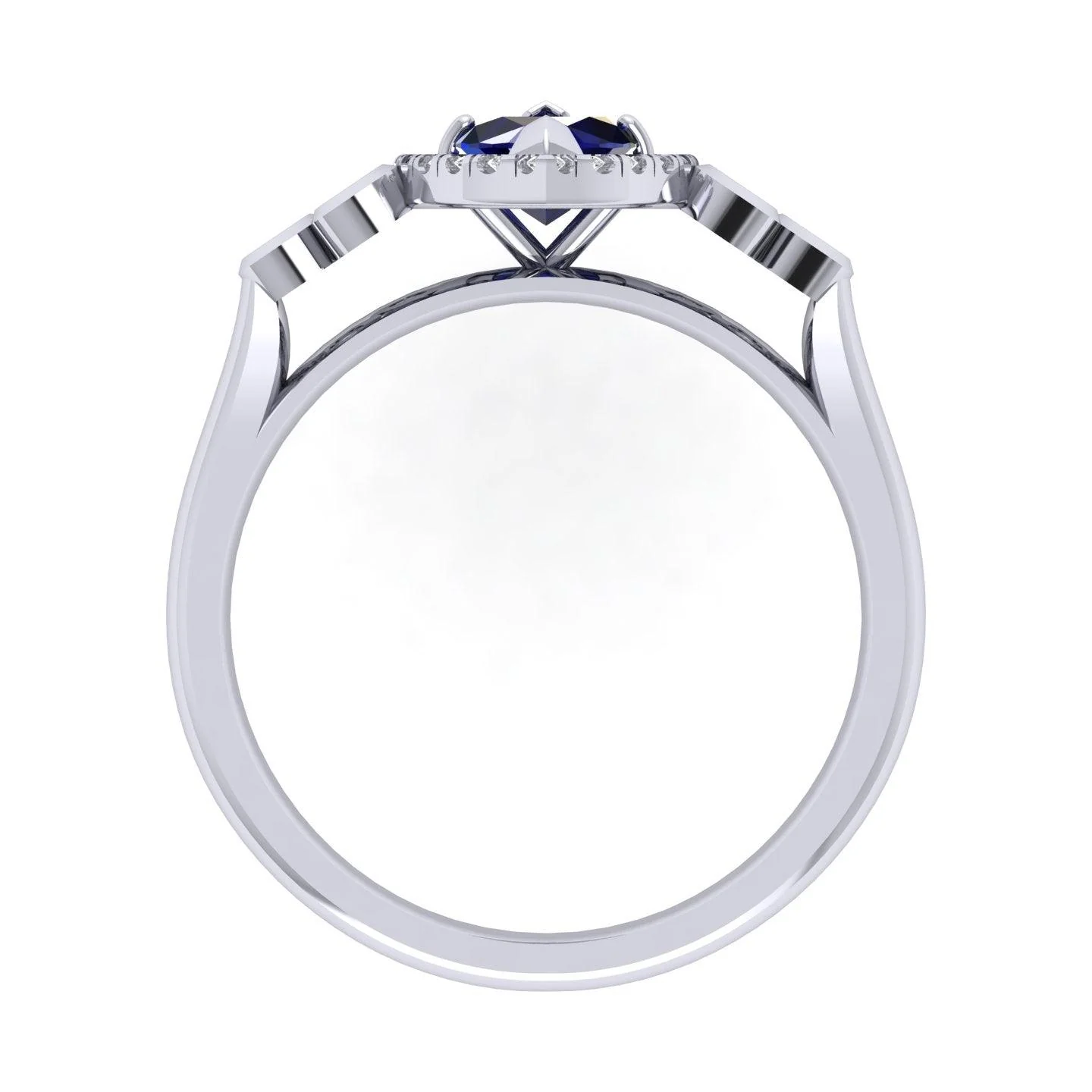 Last Piece ! 1.30Ct Tanzanite & Diamond Halo Designer Engagement Ring In Heavy Platinum - Image 5