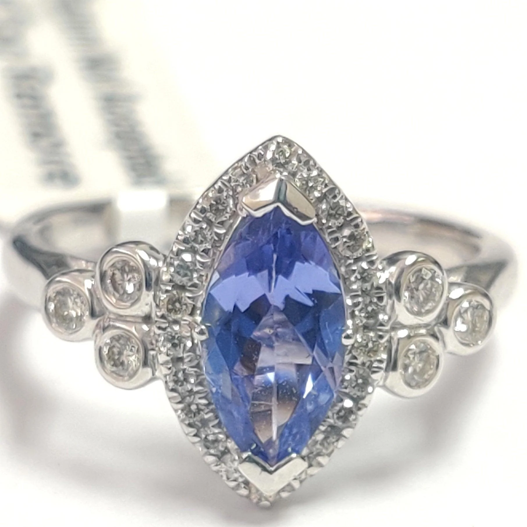 Last Piece ! 1.30Ct Tanzanite & Diamond Halo Designer Engagement Ring In Heavy Platinum - Image 6