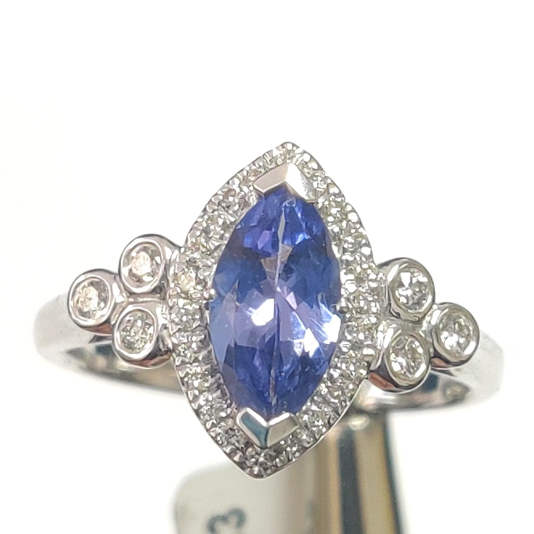 Last Piece ! 1.30Ct Tanzanite & Diamond Halo Designer Engagement Ring In Heavy Platinum - Image 7