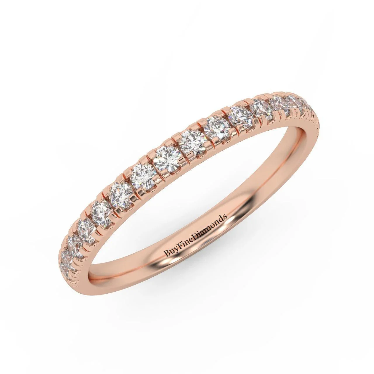 1/3ct Round Diamond Micro Pave Set Half Eternity Ring in White, Yellow, Rose Gold - Image 6