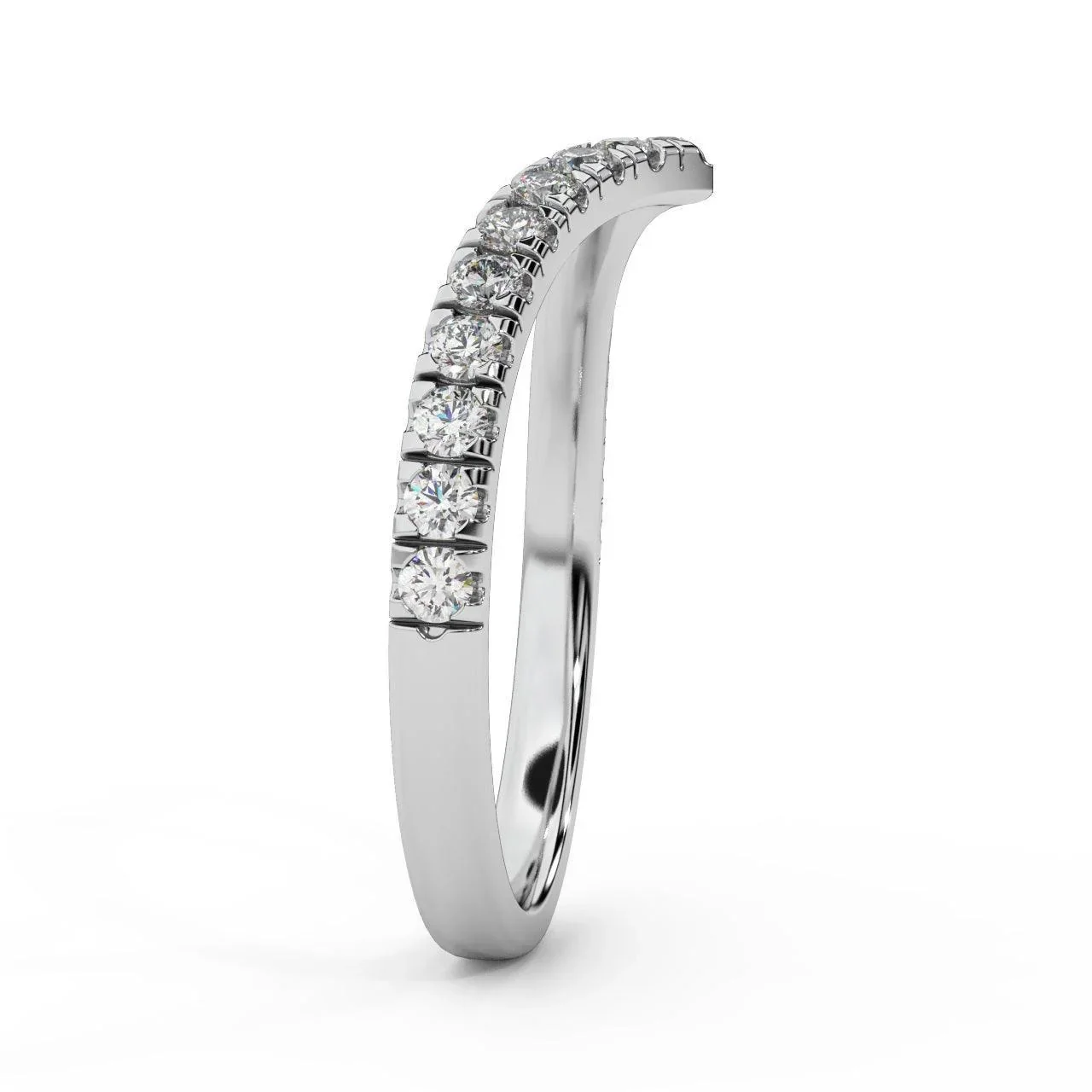 D/VS 1/3Ct Lab Grown Diamond Wishbone Wedding Curved Half Eternity Band Ring - Image 7
