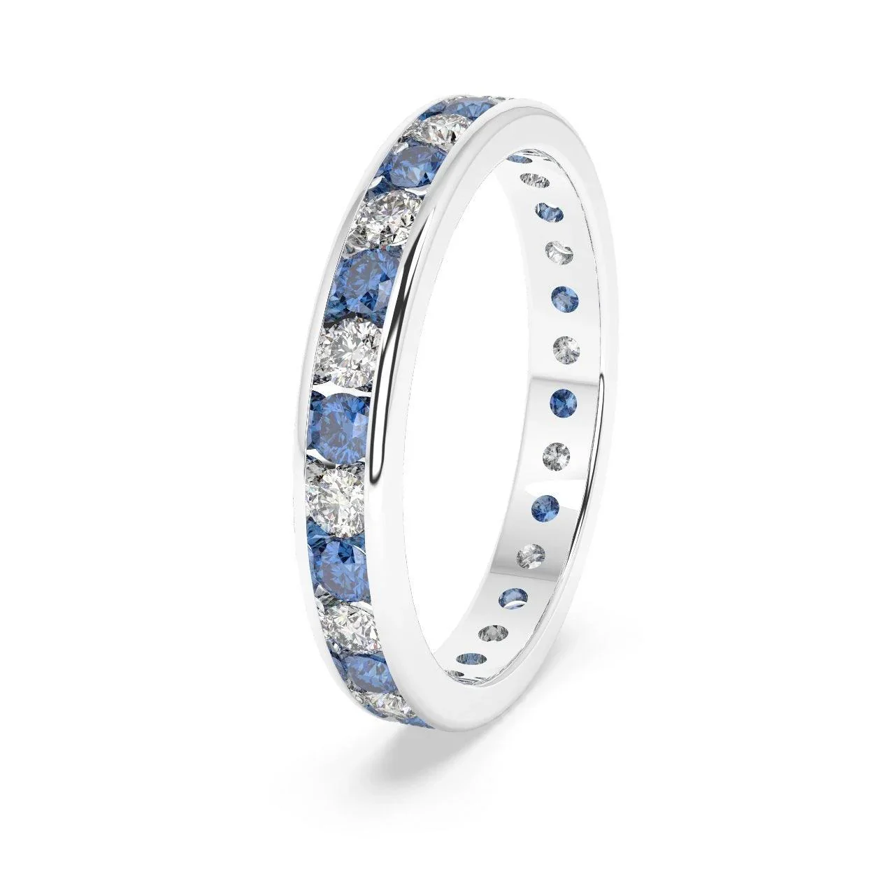 1.50 Ct Sapphire and Diamond Full Eternity Ring in Hallmarked Gold - Image 3