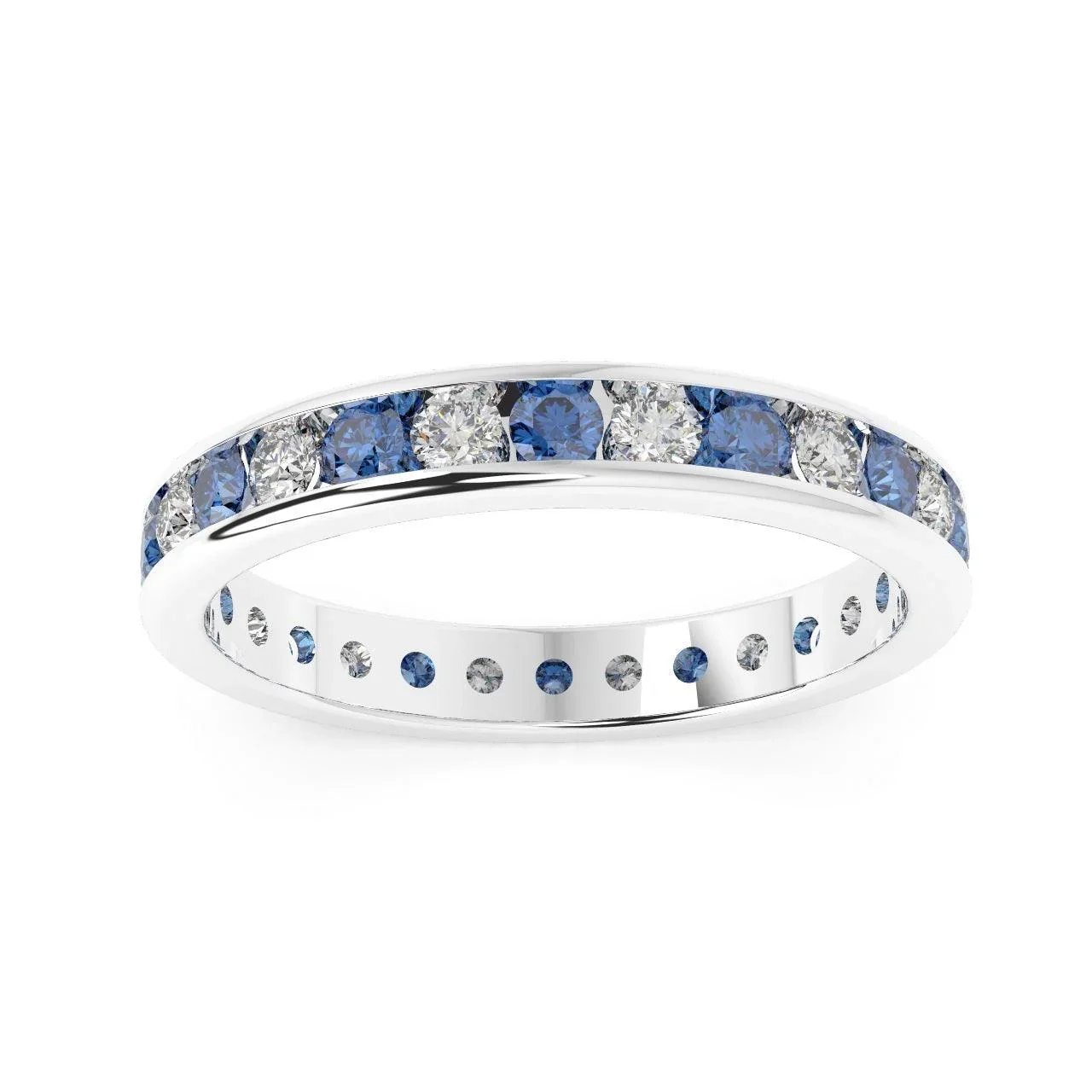 1.50 Ct Sapphire and Diamond Full Eternity Ring in Hallmarked Gold - Image 4