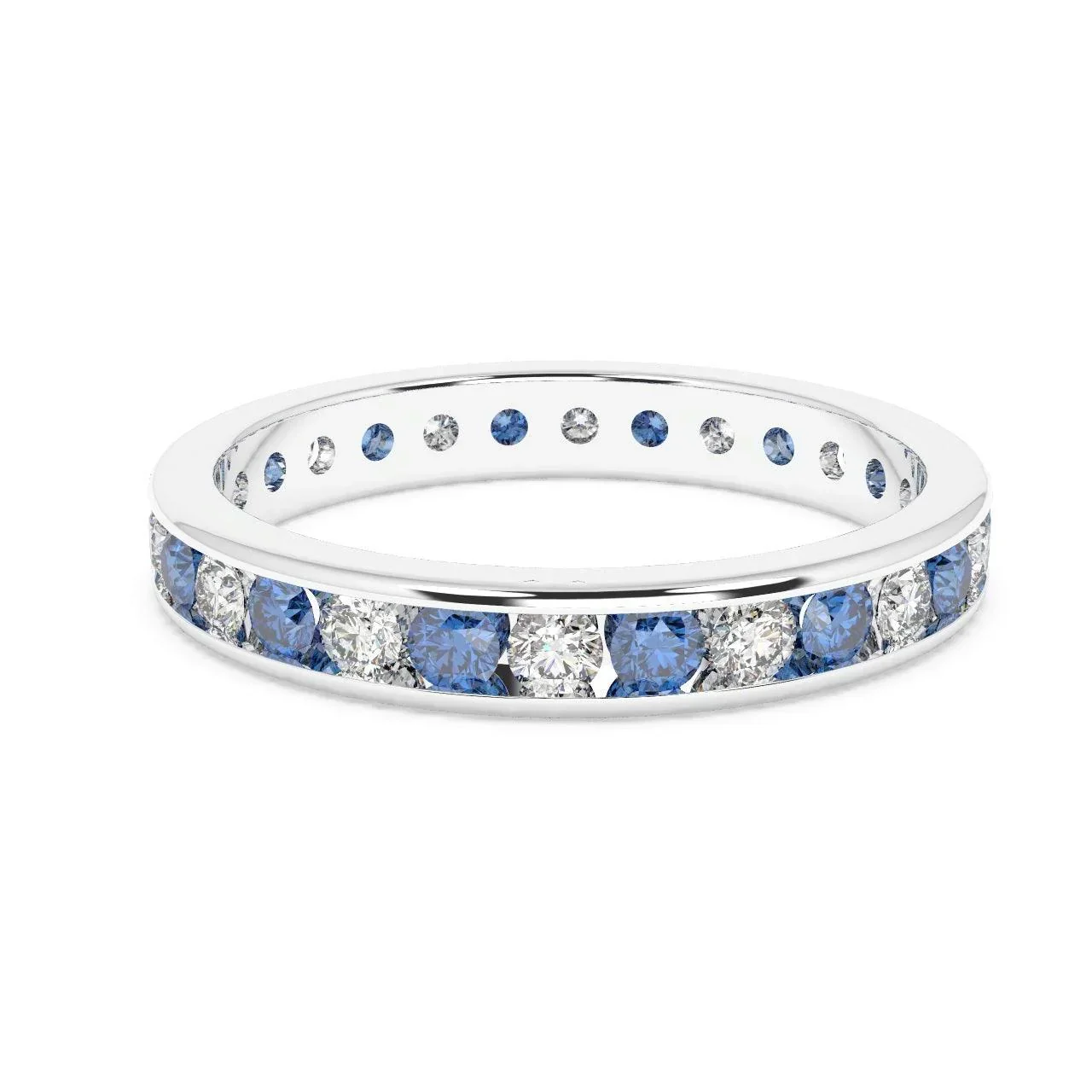 1.50 Ct Sapphire and Diamond Full Eternity Ring in Hallmarked Gold - Image 5
