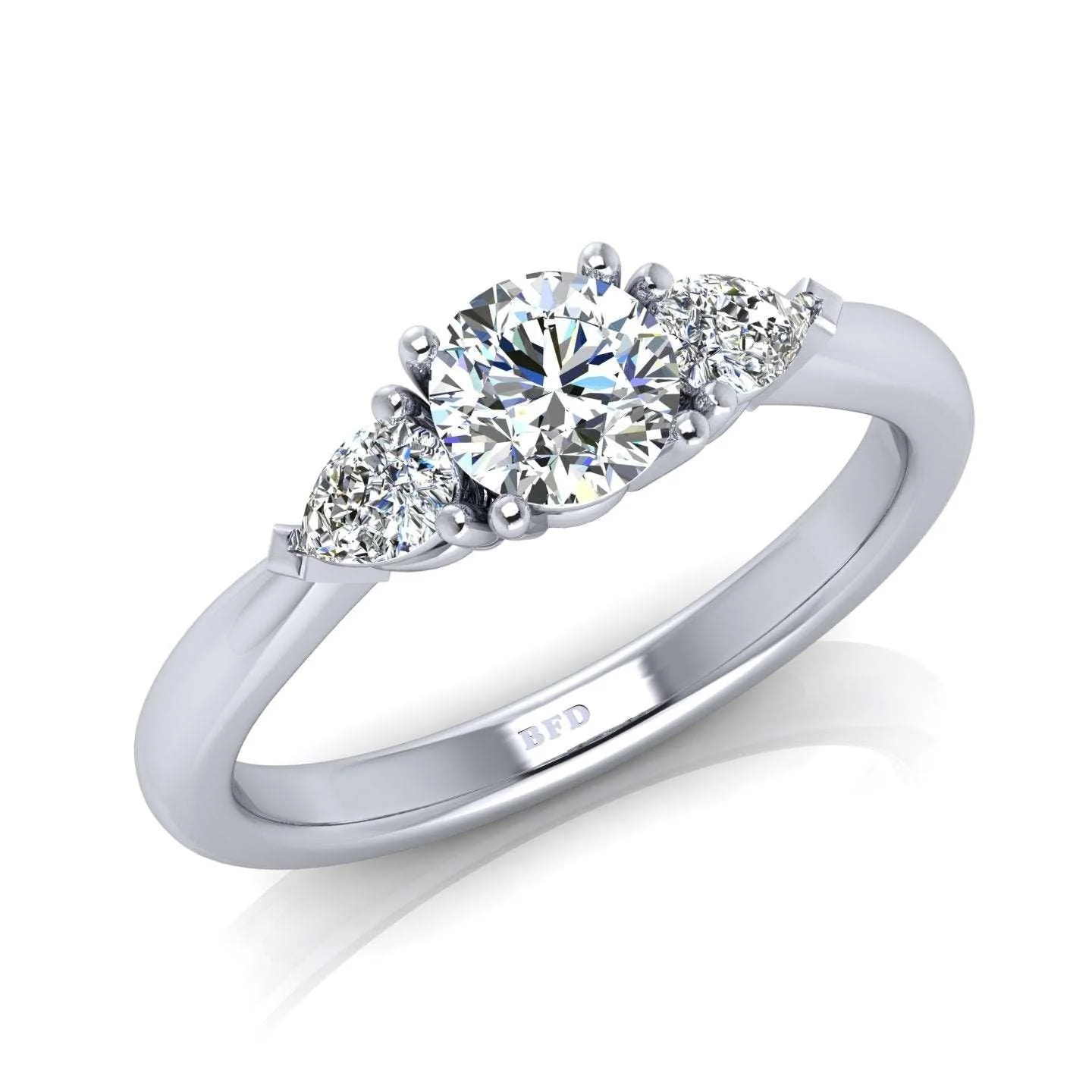 1.50CT D/VS1 IGI Certified Round Diamond Trilogy Engagement Ring - Image 2