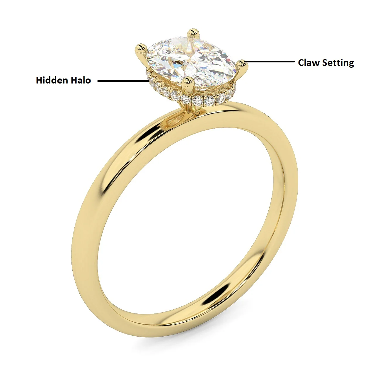 1.15CT IGI Certified Diamond Oval Cut Hidden Halo Women's Engagement Ring - 18k Yellow Gold - Image 11