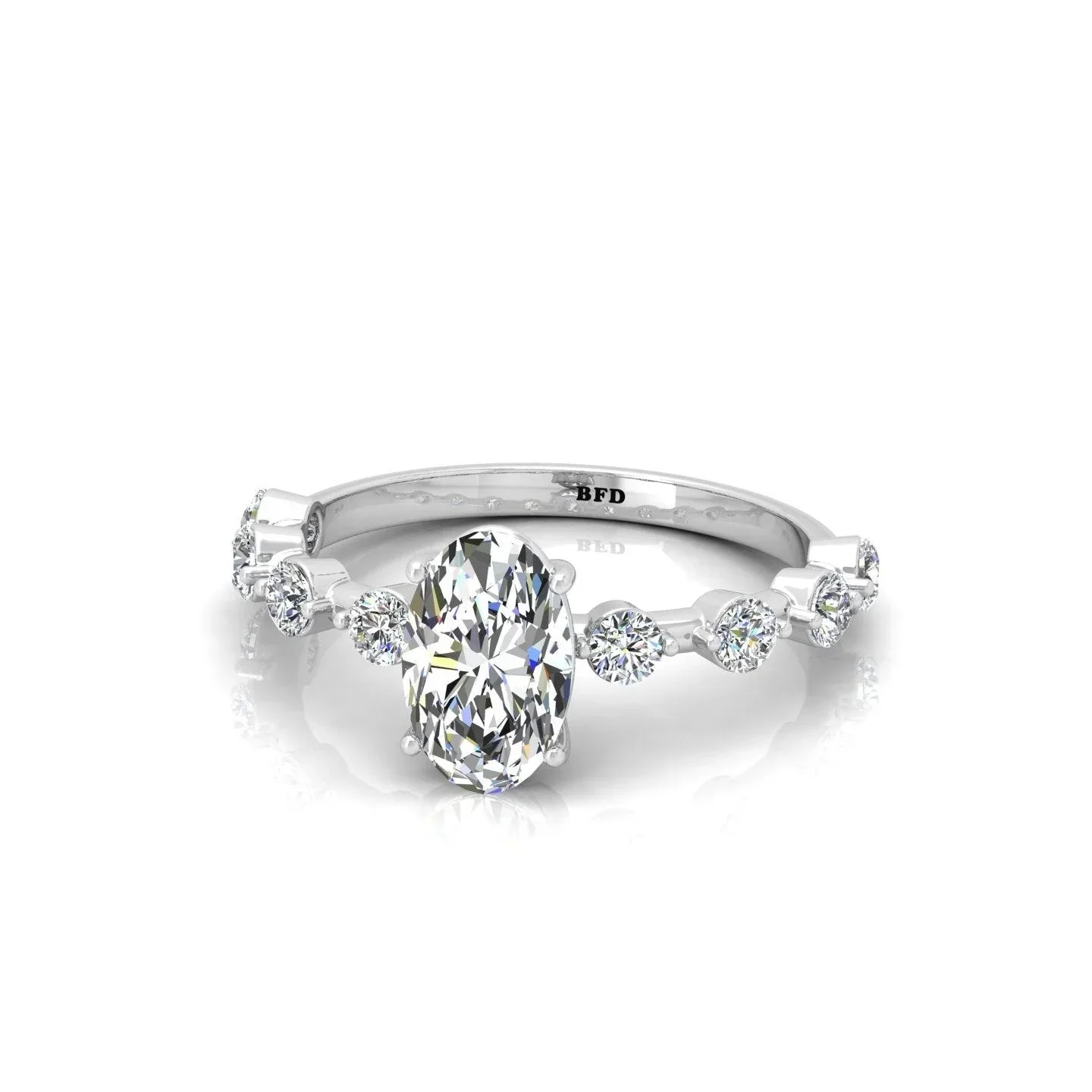 F/VS 2.00-3.00 CT Oval Cut Lab Diamond Designer Engagement Ring in Platinum - Image 5