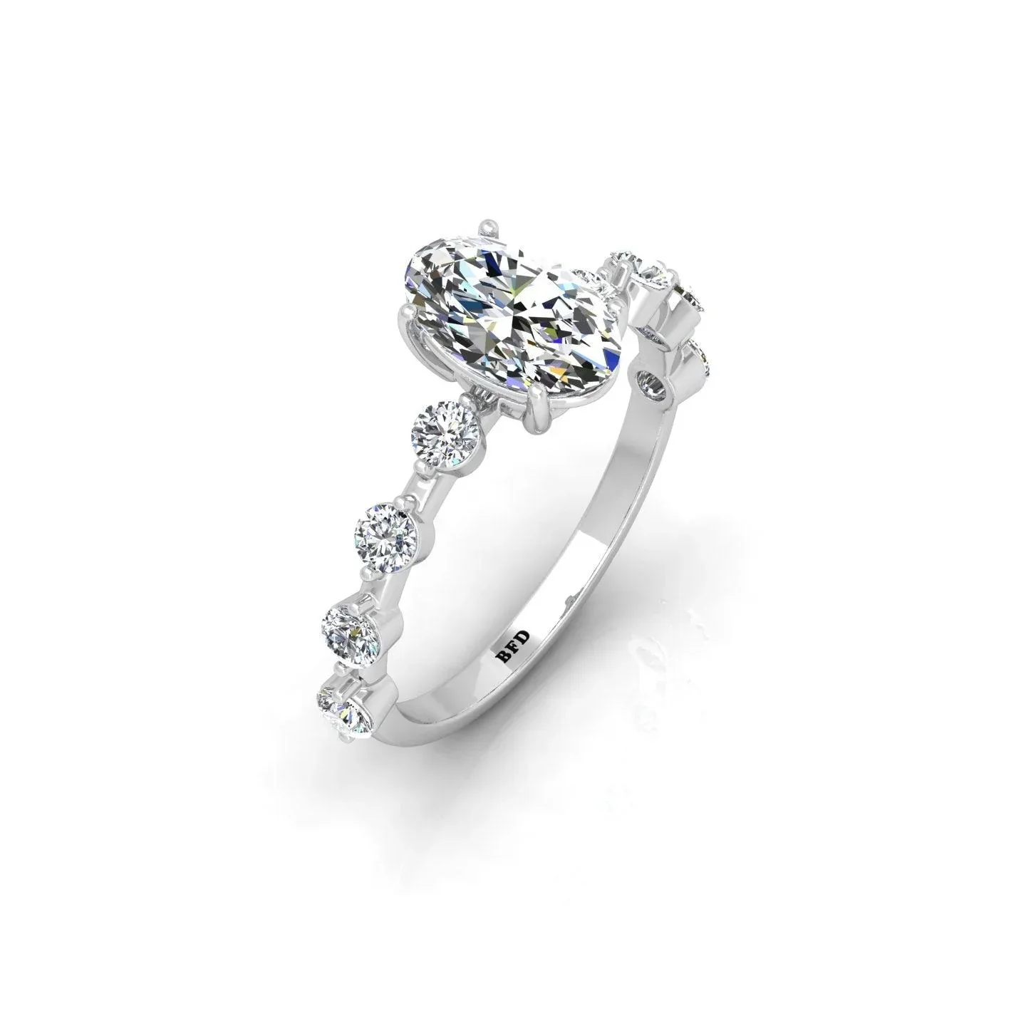 F/VS 2.00-3.00 CT Oval Cut Lab Diamond Designer Engagement Ring in Platinum - Image 6