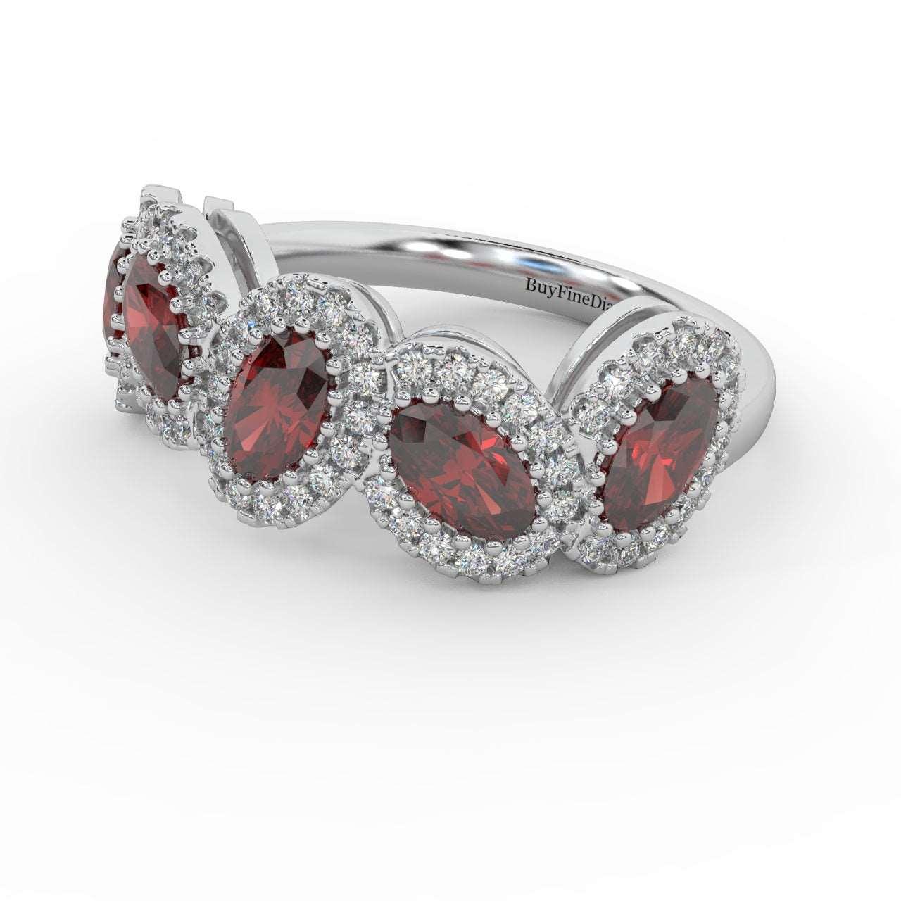 1.75 Ct Oval Shape Ruby and Diamond Halo Engagement Ring in 950 Platinum & Gold - Image 2