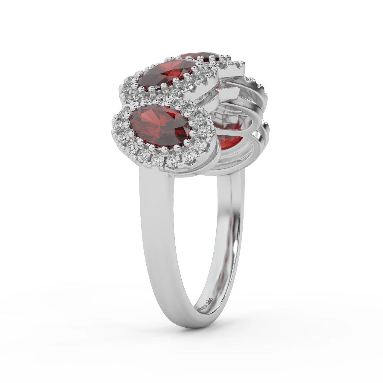1.75 Ct Oval Shape Ruby and Diamond Halo Engagement Ring in 950 Platinum & Gold - Image 6