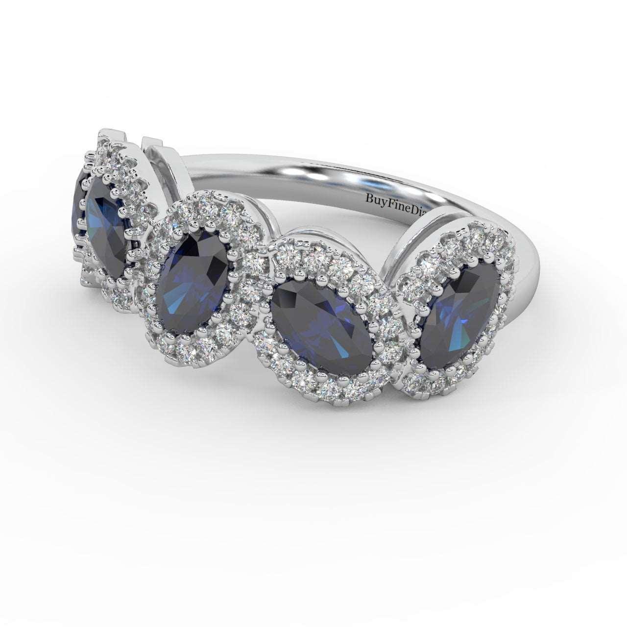 1.75 Ct Oval Shape Sapphire and Diamond Halo Engagement Ring in 950 Platinum & Gold - Image 2