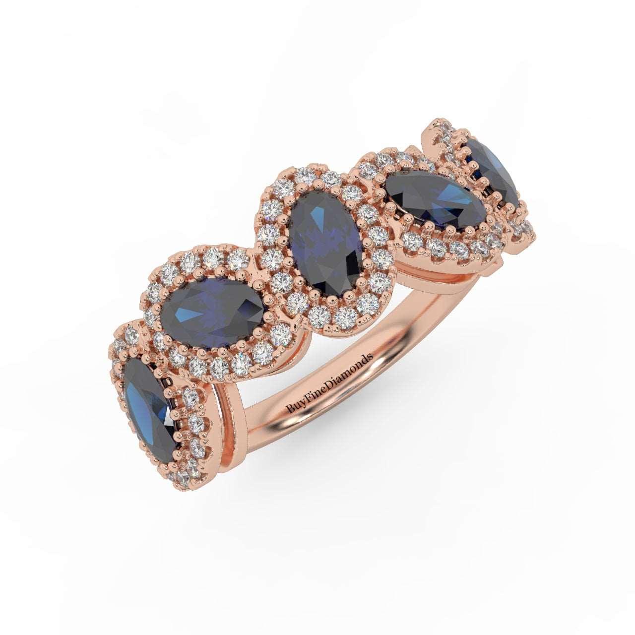 1.75 Ct Oval Shape Sapphire and Diamond Halo Engagement Ring in 950 Platinum & Gold - Image 4