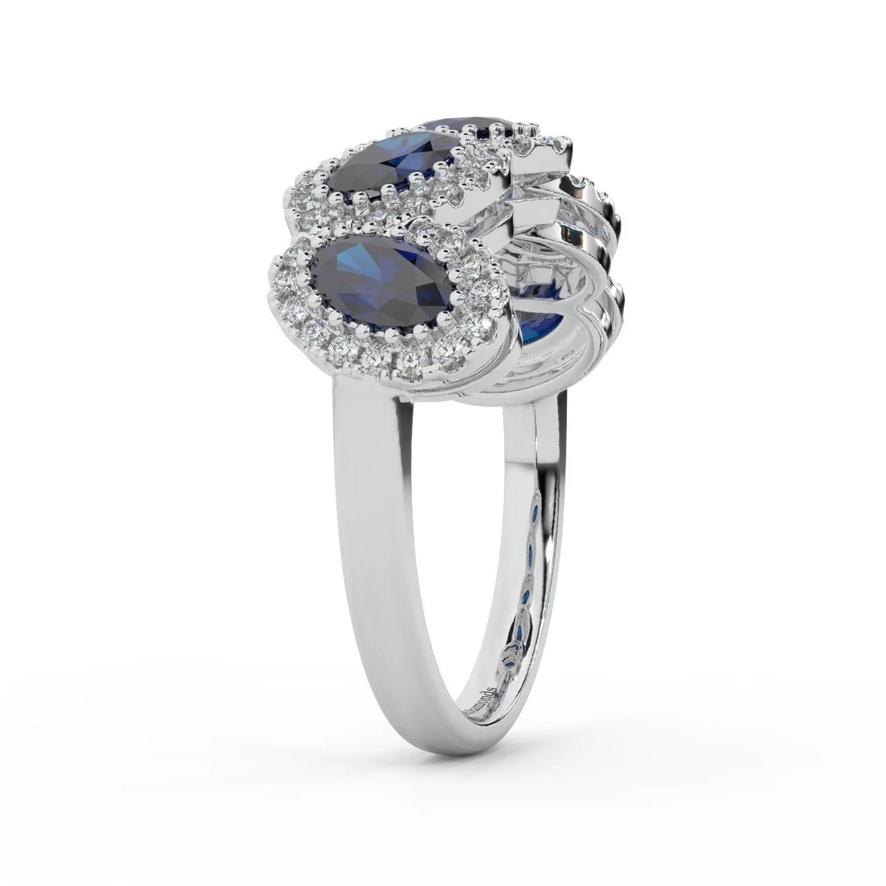 1.75 Ct Oval Shape Sapphire and Diamond Halo Engagement Ring in 950 Platinum & Gold - Image 6