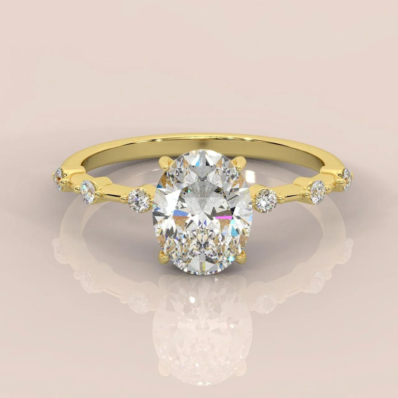 F/VS 1.25 - 2.25 CT IGI Certified Diamond Oval Cut Designer Engagement Ring - Image 2