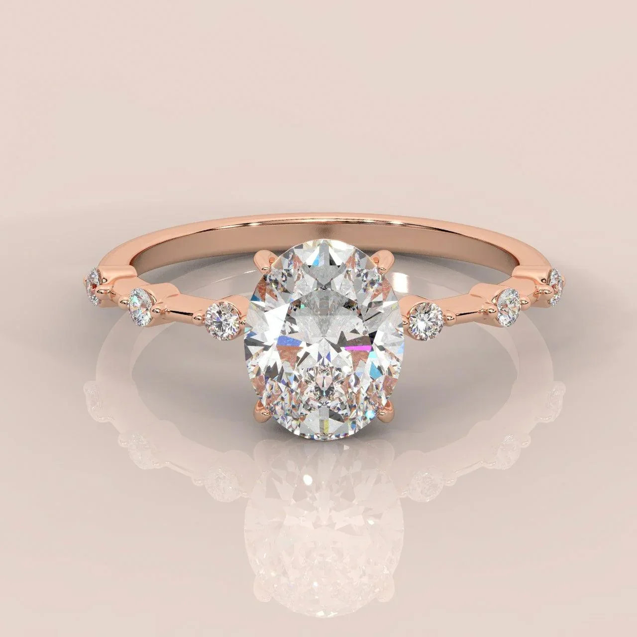 F/VS 1.25 - 2.25 CT IGI Certified Diamond Oval Cut Designer Engagement Ring - Image 3