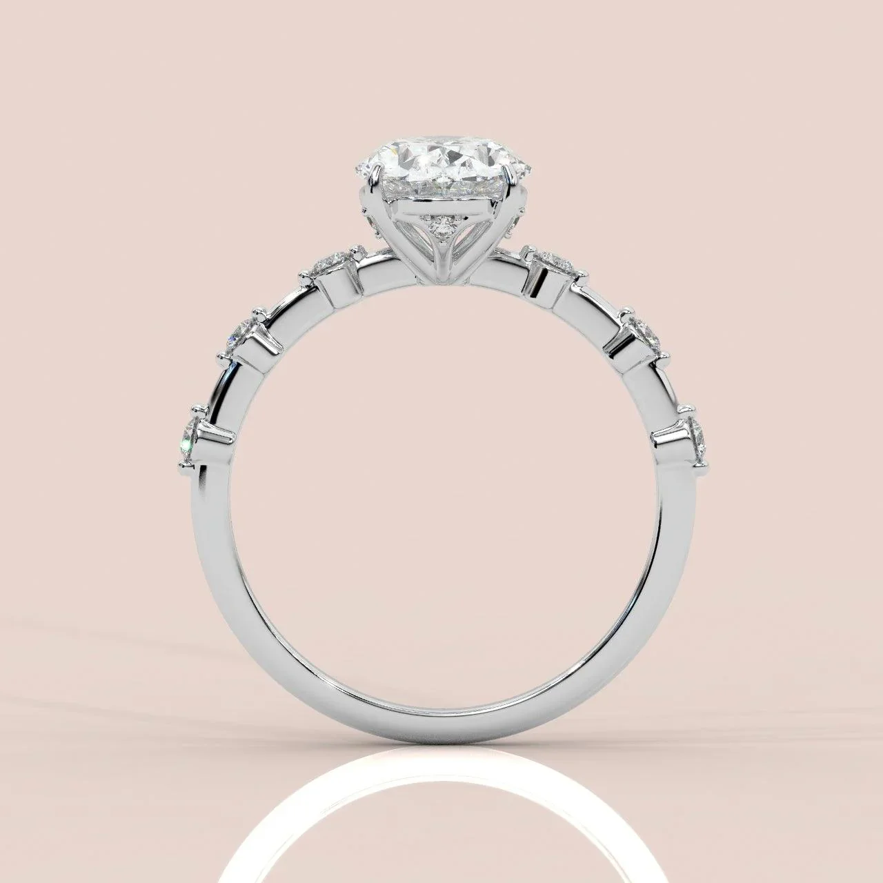 F/VS 1.25 - 2.25 CT IGI Certified Diamond Oval Cut Designer Engagement Ring - Image 4