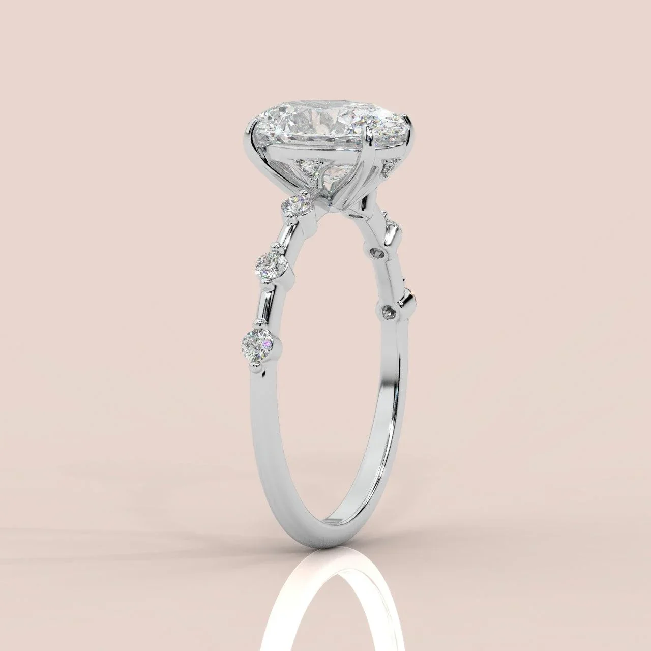 F/VS 1.25 - 2.25 CT IGI Certified Diamond Oval Cut Designer Engagement Ring - Image 5
