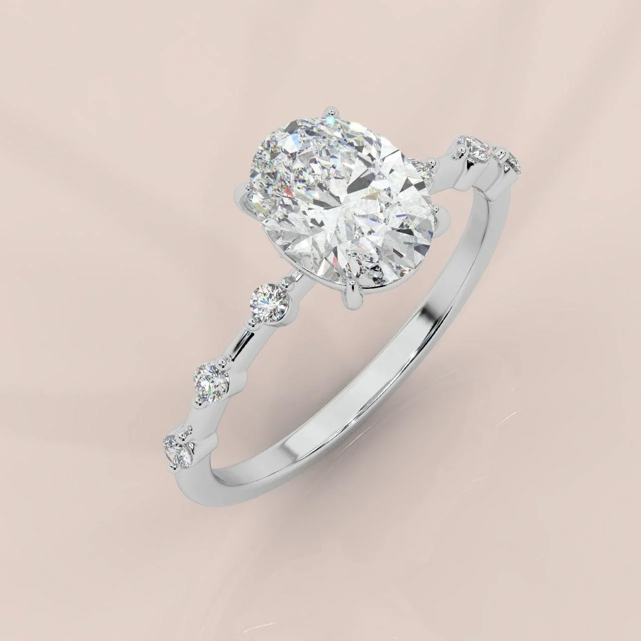 F/VS 1.25 - 2.25 CT IGI Certified Diamond Oval Cut Designer Engagement Ring - Image 6
