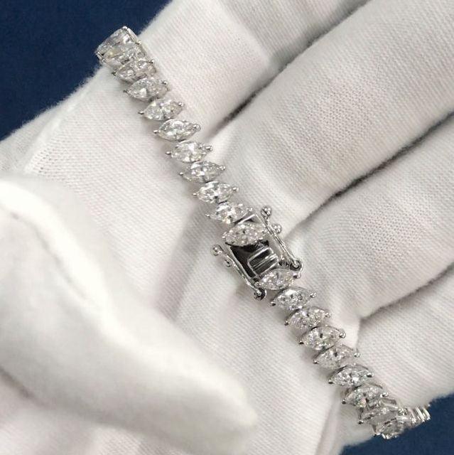12.00 Carat D/VVS Lab Grown Marquise Diamond Tennis Bracelet Platinum - Image 6