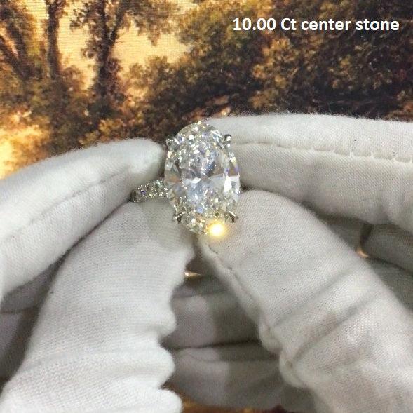 Certified G/VS Huge Oval Diamond Engagement Ring in Platinum 4.50Ct - 11.00Ct - Image 4