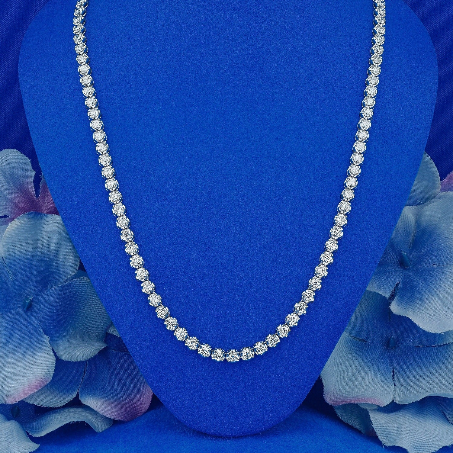 10-14ct Round Lab Diamond Crown-Set Tennis Necklace – 9K Gold, D/VVS - Image 4
