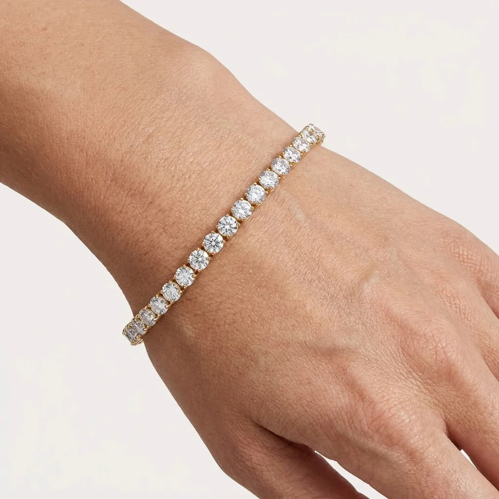10.00 ct D/VVS Lab Diamond Claw Set Tennis Bracelet in 9k Gold 7in | Amada Diamonds - Image 2