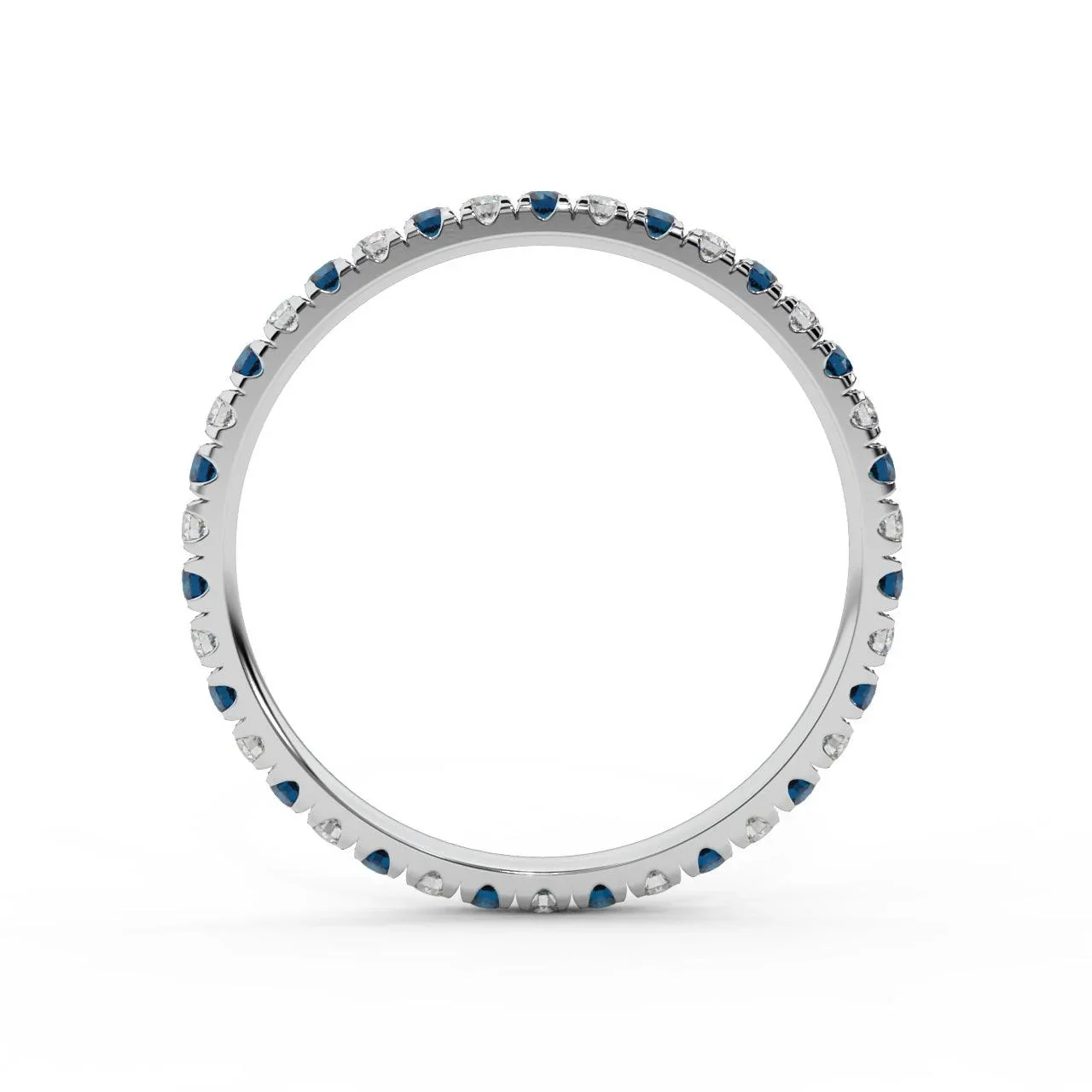 100% Natural 2mm Micro Pave Set Sapphire and Diamond Full Eternity Ring in Platinum - Image 2