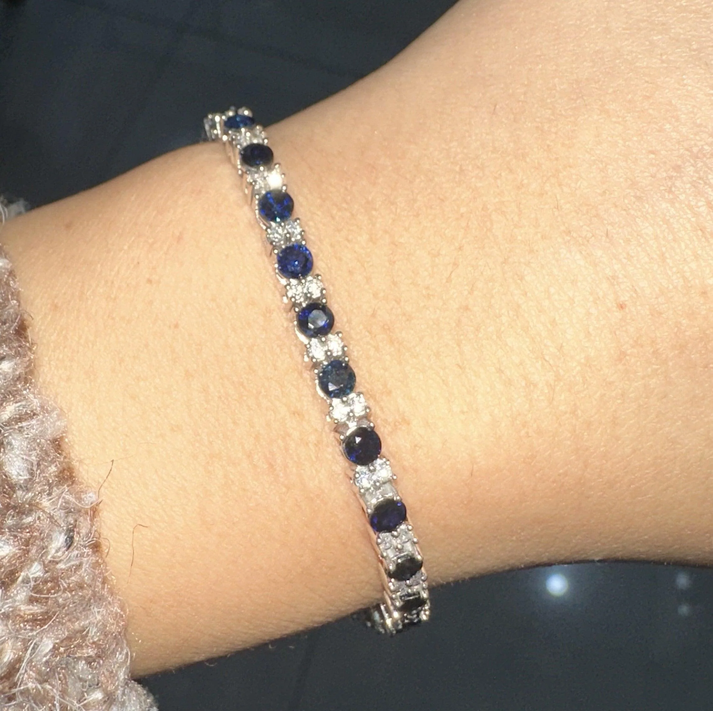 100% Natural Sapphire & Diamond Designer Tennis Bracelet in White Gold 7.00Ct - Image 3