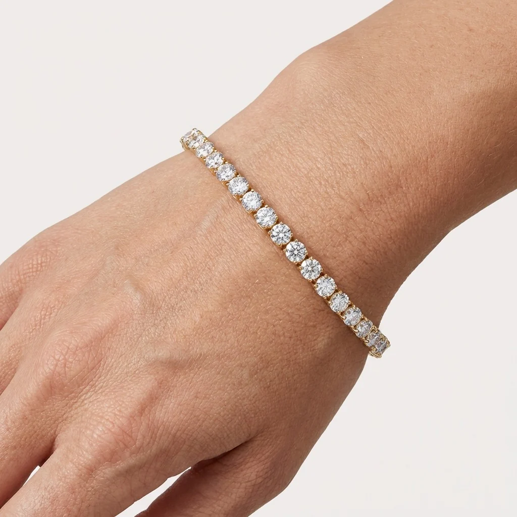 D/VS 14.00 ct Lab Diamond Claw Set Tennis Bracelet in 9k Gold 7in