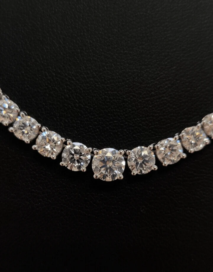 15.50Ct Round Lab Grown Diamond Graduated Necklace in Hallmarked 9k White Gold - D/VVS - Image 2