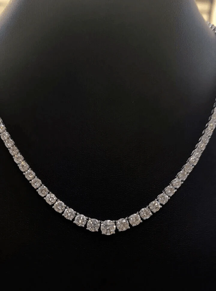 15.50Ct Round Lab Grown Diamond Graduated Necklace in Hallmarked 9k White Gold - D/VVS - Image 4